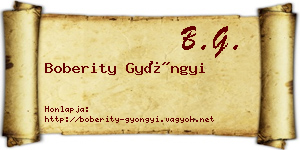 Boberity Gyöngyi névjegykártya